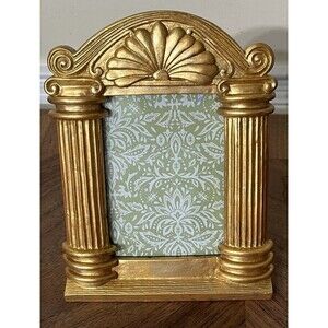 VTG Easel Back Accent Frame Columns Ornate Gold Tone Resin 3.5x4.5in Regency